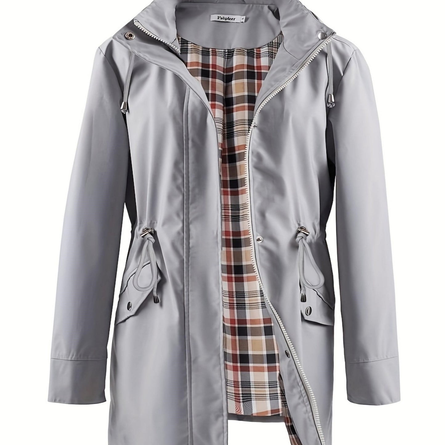 Women's Plus Size Zip Up Hooded Coat for Fall & Spring