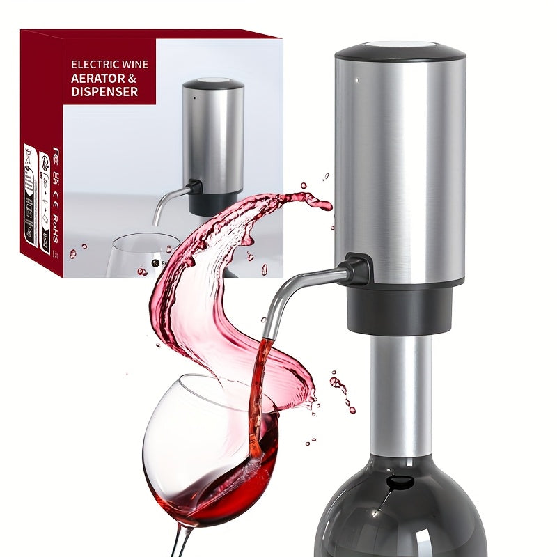 Electric wine pourer and decanter with diverters to pour olive oil and wine, portable water bottle pump and automatic drinking fountain for kitchen.