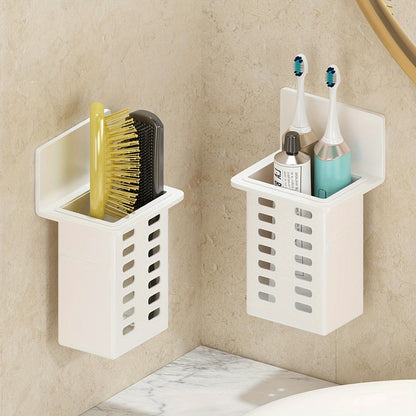 1 wall-mounted toothbrush holder for bathroom storage and organization with multifunctional toothpaste and toothbrush container.