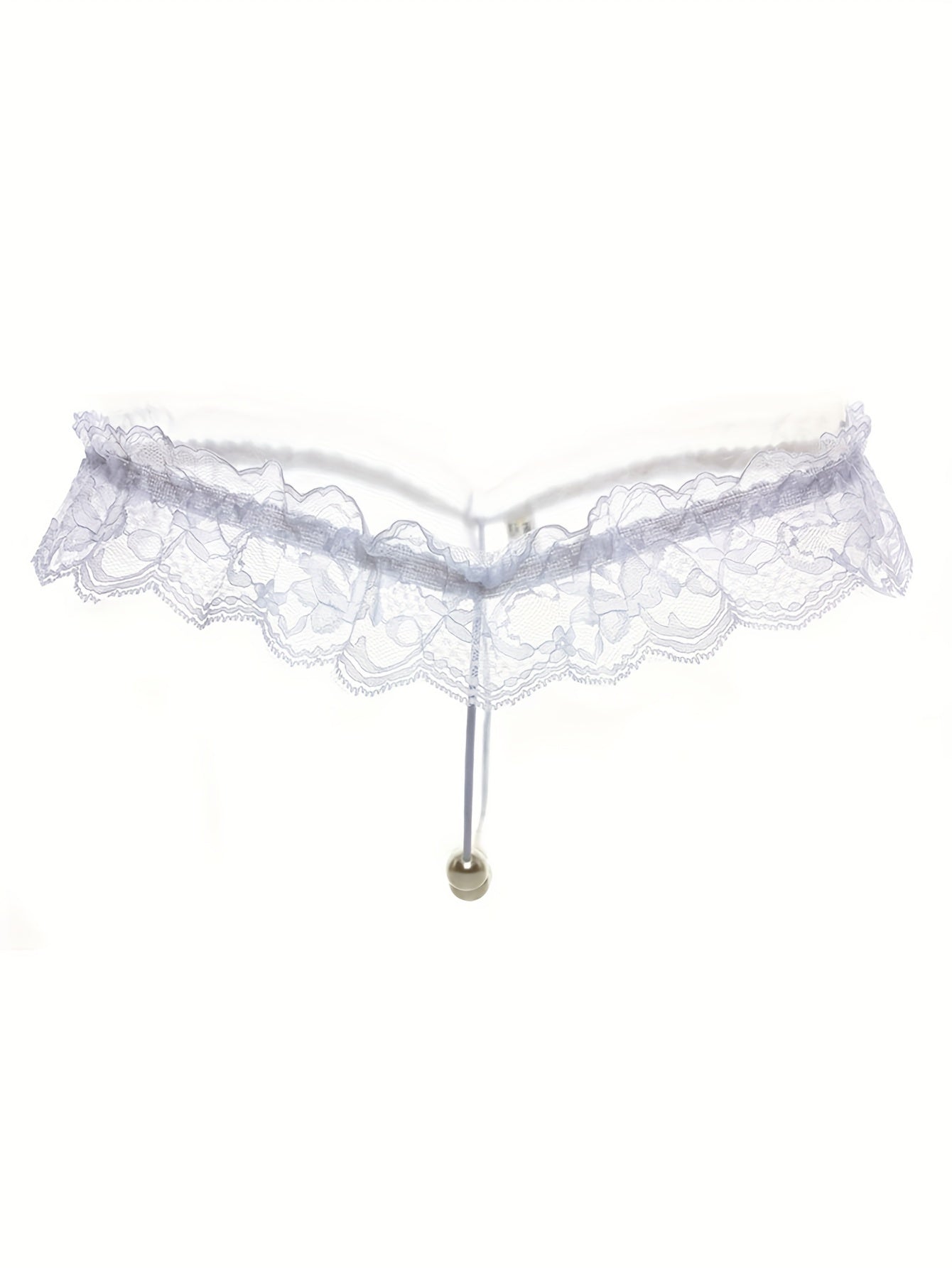 Sexy lingerie for women featuring lace faux pearl bead decoration T-string thongs.