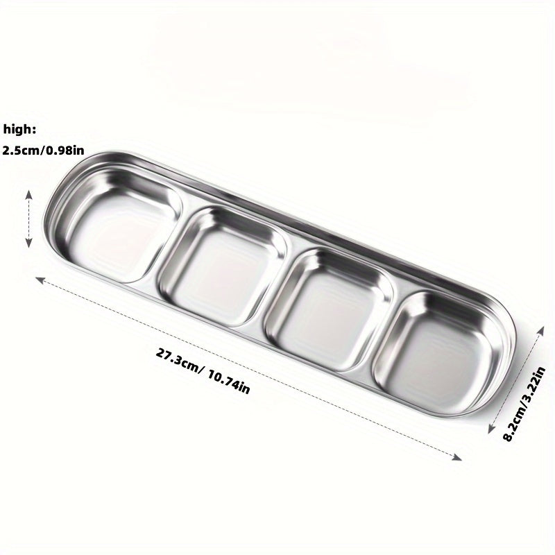 1pc square sauce plate made of 304 stainless steel, suitable for barbecue, restaurant, and baking.