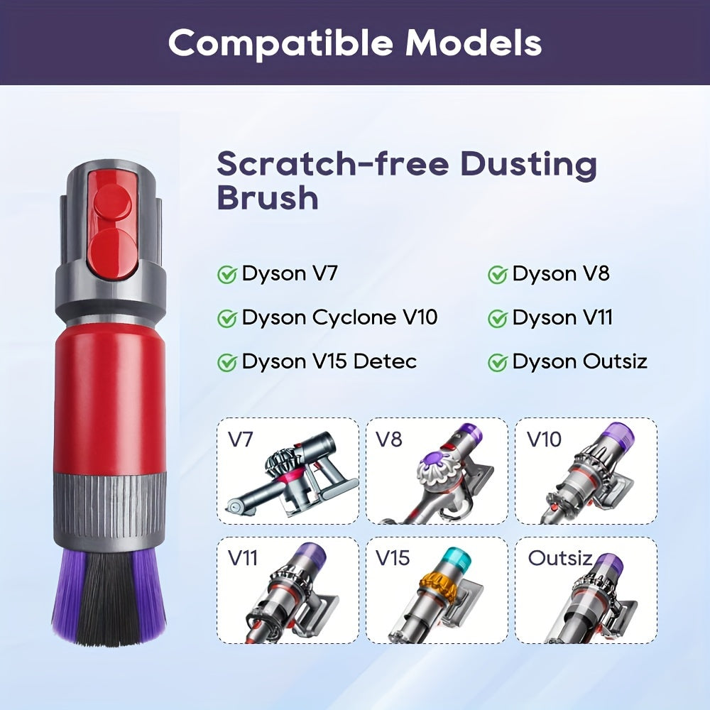 Compatible with V7 V8 V10 V11 V15 Cordless Stick Cleaner, this 1-Pack Vacuum Dusting Brush Attachment features a Scratch-Free Soft Plastic Dusting Cleaner Head.