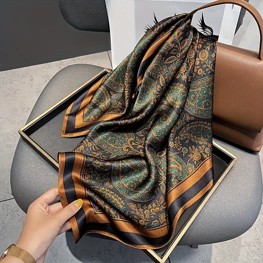 Versatile Fashion Accessory for Couples - Unisex Printed Imitation Silk Square Scarf