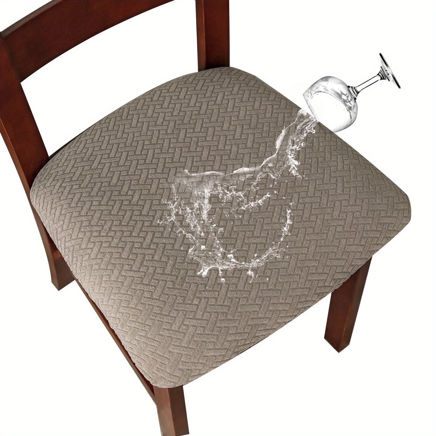 Waterproof restaurant chair covers in grid velvet jacquard style, suitable for protecting kitchen chairs from pets. Detachable, washable, and ideal for home decor.