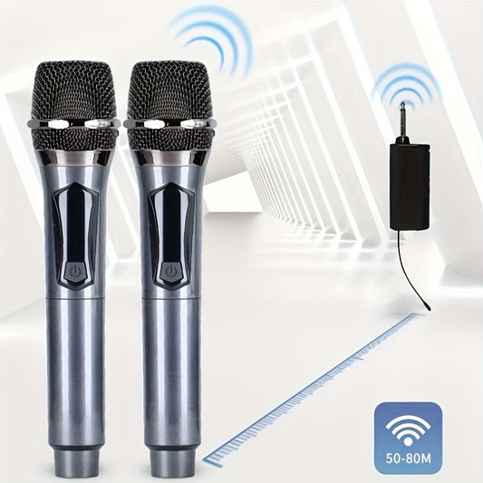 2-channel UHF wireless microphone for professional use in parties, karaoke, church events, meetings, and stage performances.