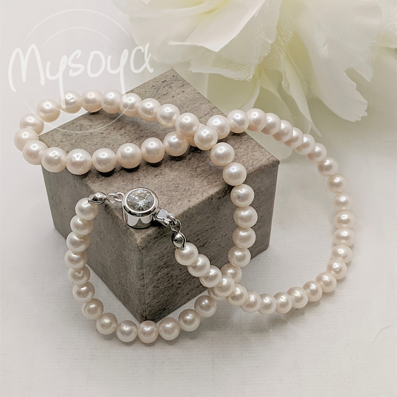 Handcrafted Freshwater Pearl Necklace: MYSOYA Elegant Exquisite Necklace with 6-7mm Round Gemstone. Perfect for Bridal Jewelry, Birthdays, Weddings, Anniversaries. Luxury Style for Any Season. Includes Valentine's Day Gift Box.