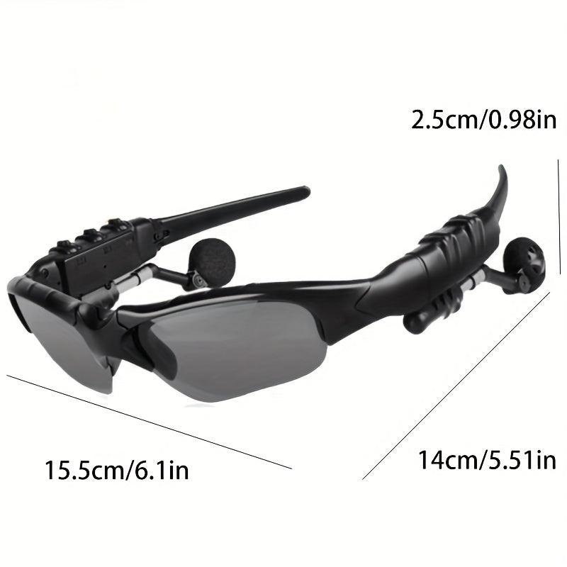 Wireless stereo glasses with music and call earphones, heat and cold resistant wireless headphones, smart glasses stereo headset, multi-functional eyewear for all.