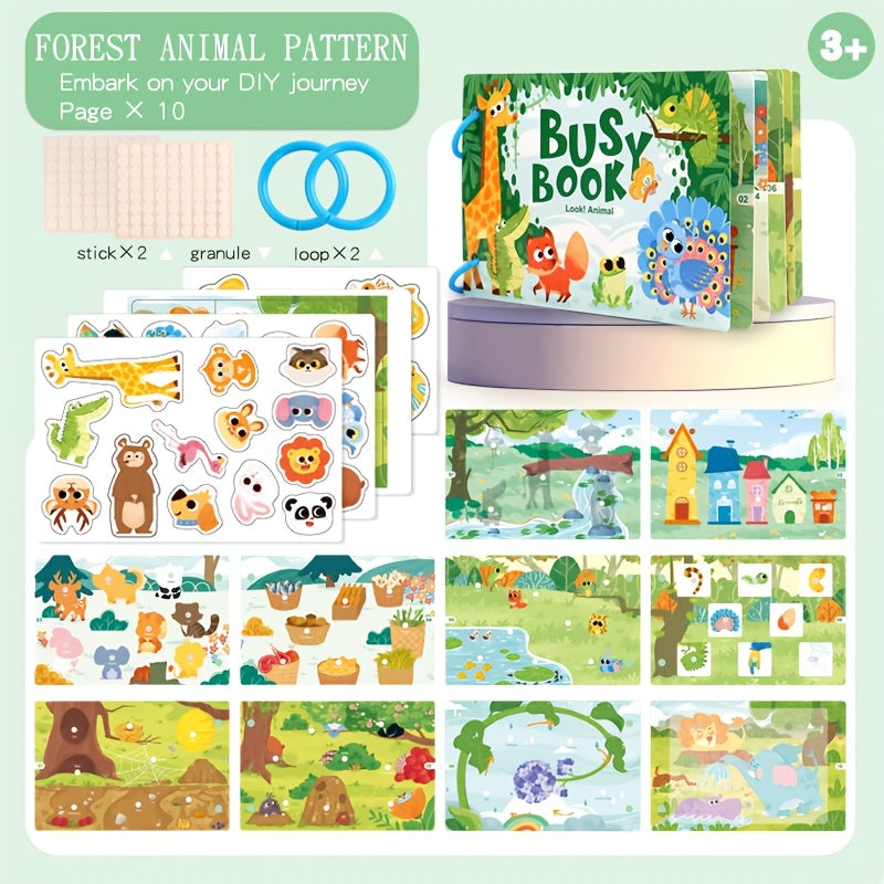 Animal puzzle sticker book for boys and girls, offers fun and educational learning, encourages DIY hand ability and concentration training.