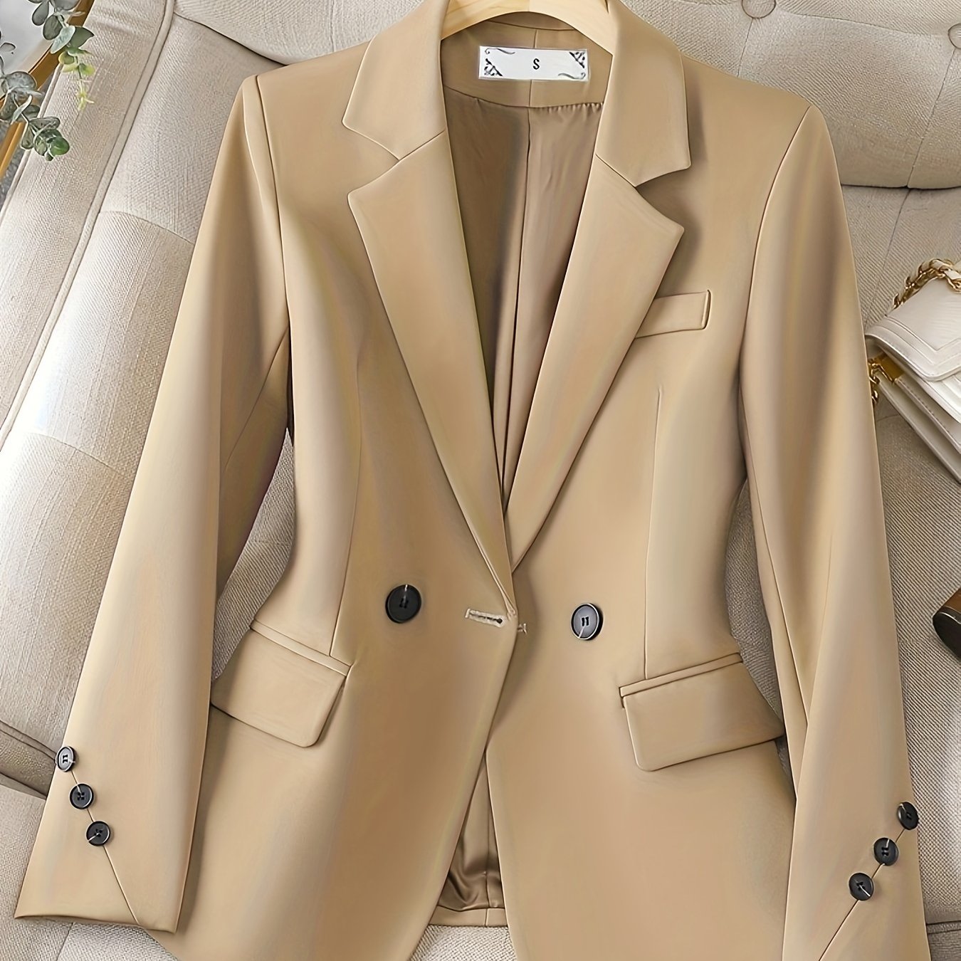 Women's Elegant Beige Blazer - Professional and Stylish, Perfect for Business or Casual Wear