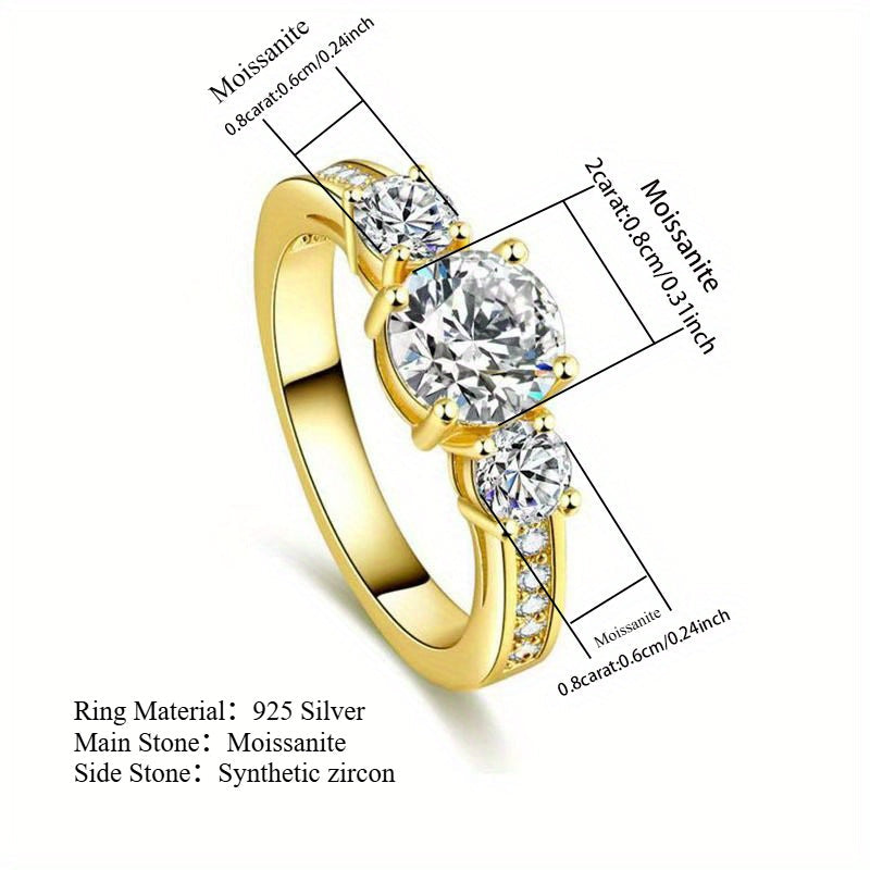 Experience luxury with the LOVESSOM Luxury Royal 925 Sterling Silver Moissanite Engagement Ring. This stunning ring features a 3.6 carat moissanite stone set in 18K golden plated sterling silver. Its classic vintage style is perfect for both men and