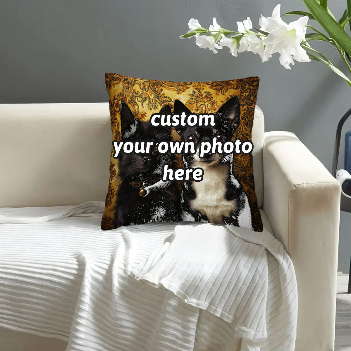 Personalize your space with this custom 45.72x45.72cm plush pillow cover featuring your own photo and New Year design. Ideal for couples and special occasions, this soft square cushion case is a perfect addition to your decor (Pillow Not Included).