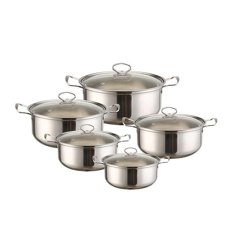 Stainless Steel Cookware Set: 10 Pieces with Handles, Non-Stick Pots and Pans, Perfect for Home and Professional Cooking