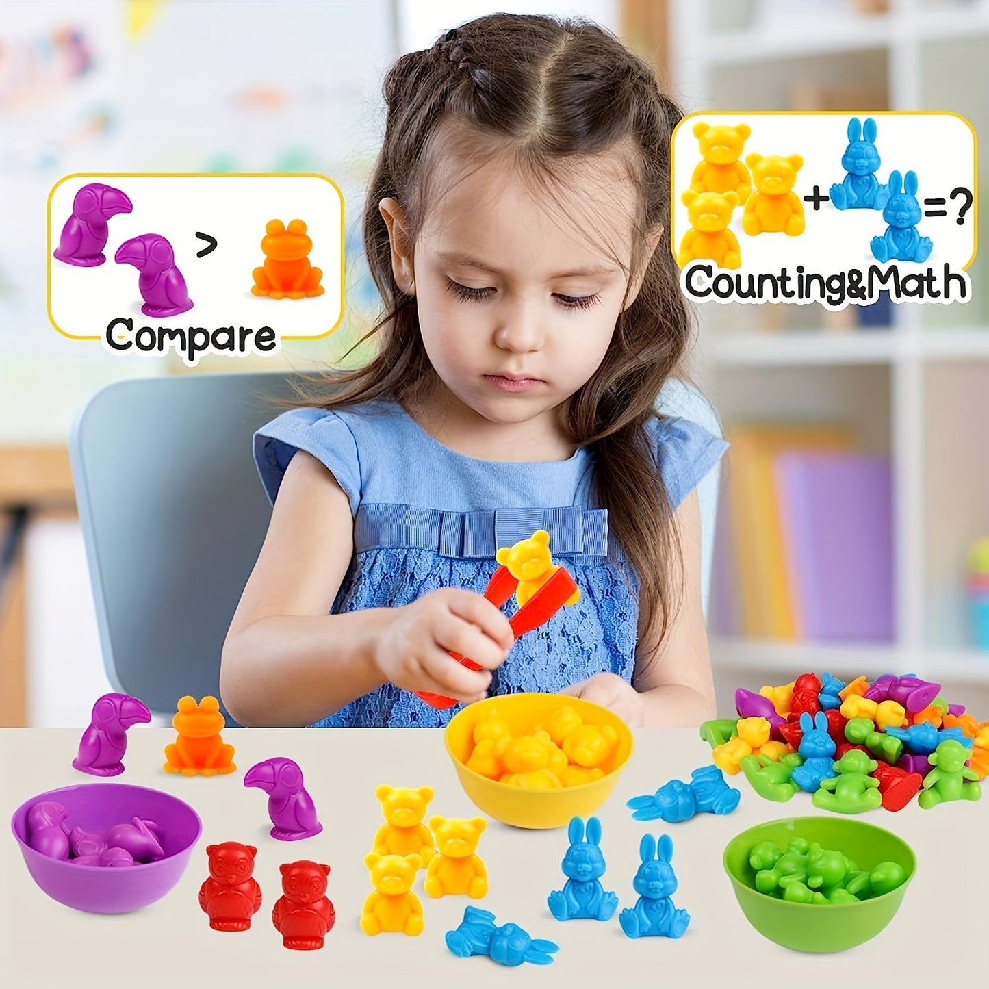 1-Piece Preschool Educational Toy Set - Includes STEM Development Counting & Matching Games and Sorting Bowls for Kids - Made with Durable Plastic Material, Perfect for Christmas, Halloween, or Holiday Gifts.