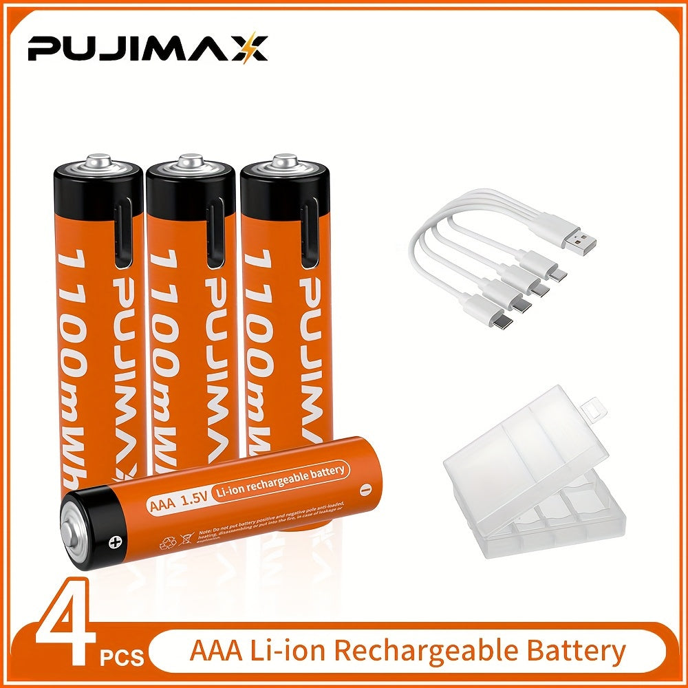 PUJIMAX 1.5V AA 3400Mwh and AAA 1100Mwh Lithium Batteries with Type-C Charging Port.