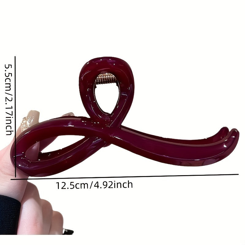 1pc Large Wave Acrylic Hair Claw Clip, Solid Color, Simple Sweet Style - Fashionable Updo Grip for Women - 2024 New Arrival