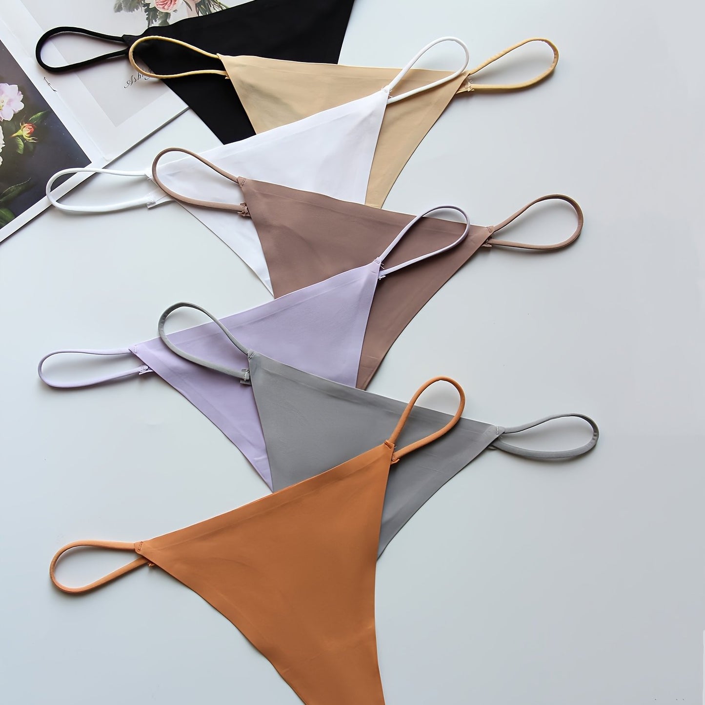 7 pairs of low-waisted thong belts in plain colors, soft and sexy lady's underwear