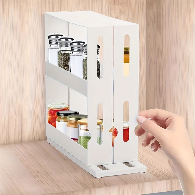 Multi-functional Rotating Wardrobe with 1 Piece, Dual Layer Seasoning Tray, Conveniently Organized for Kitchen Use