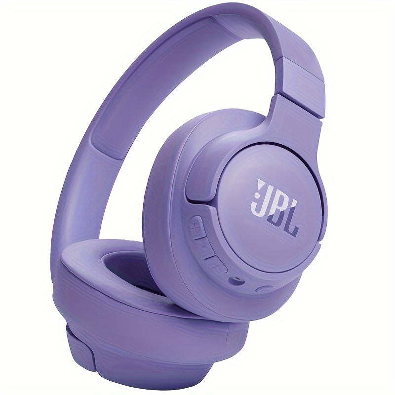 JBL TUNE 720BT Over-Ear Wireless Headphones with sound isolation, volume control, condenser mic, 3.5mm jack. Non-waterproof plastic design for phone, sports, exercise. Long battery life