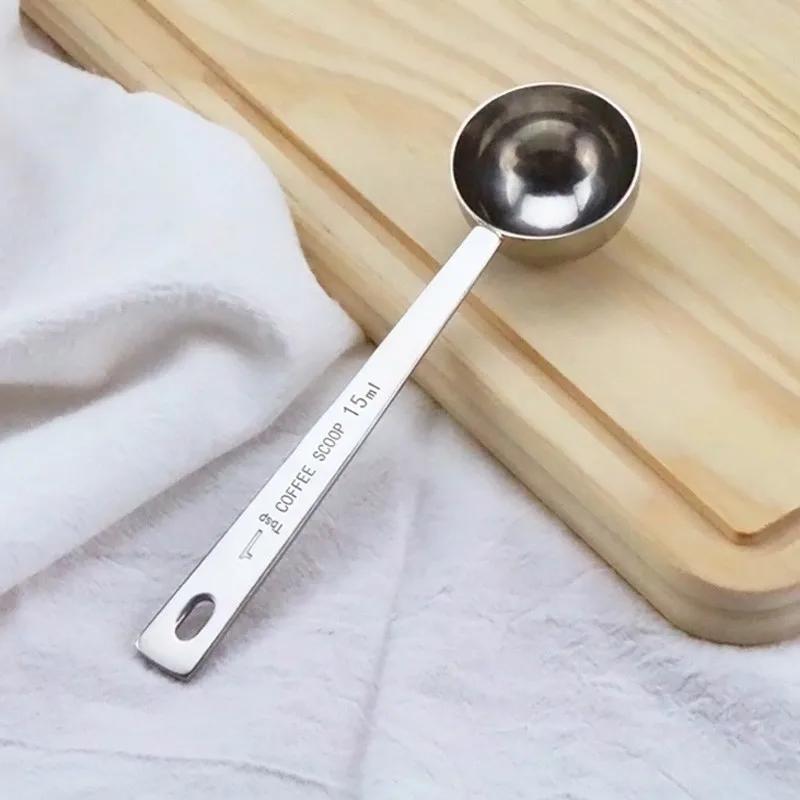 Set of 1 durable stainless steel measuring spoons for coffee, including a metal tablespoon coffee scoop. This kitchen baking tool accessory is built to last.