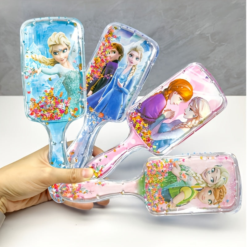 Must-have Bathroom Essential for All Hair Types: Disney Frozen Elsa & Anna Hair Comb Set with Cute Cartoon Paddle Brush, Made of Durable ABS Plastic - No Electricity Required