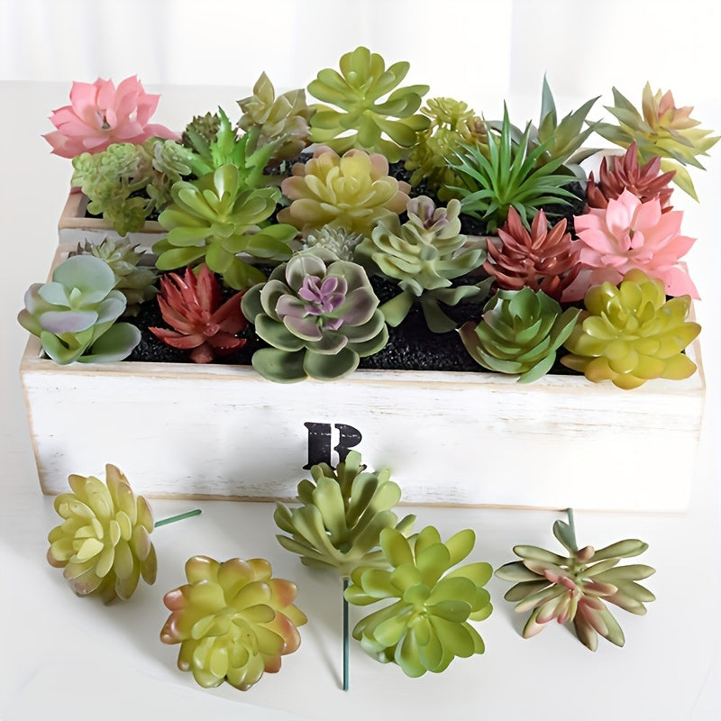 8-Pack of artificial succulent plants for home and kitchen decor, no power or container required.