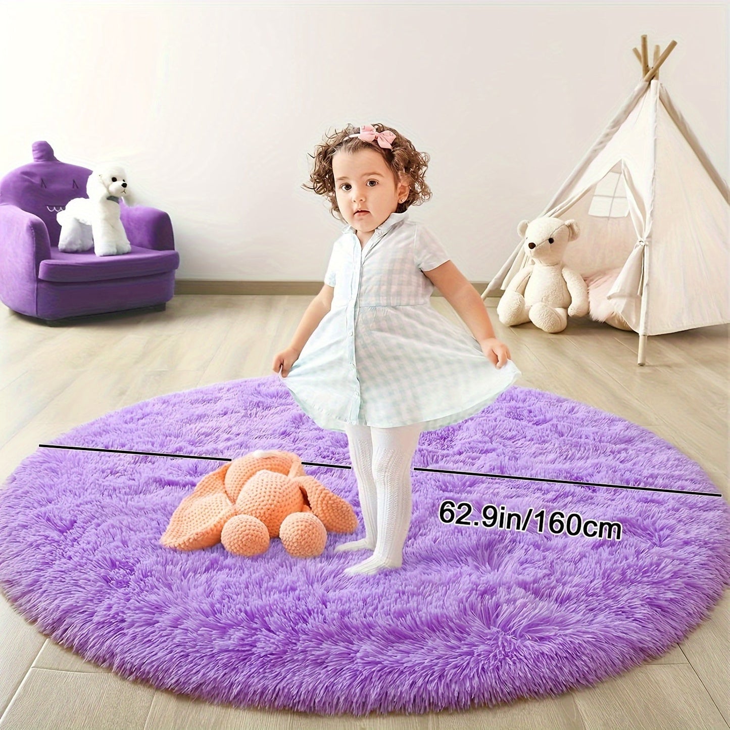 Round Large Ultra Soft Plush Rug - Non-slip and Waterproof Shaggy Throw Rug for Living Room, Bedroom, Nursery, Game Room, and Dormitory. Perfect Teenage Room Decoration - Room Decor (10.16cmX10.16cm)