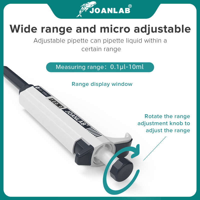 JOANLAB Single Channel Digital Adjustable Micropipette with Tips