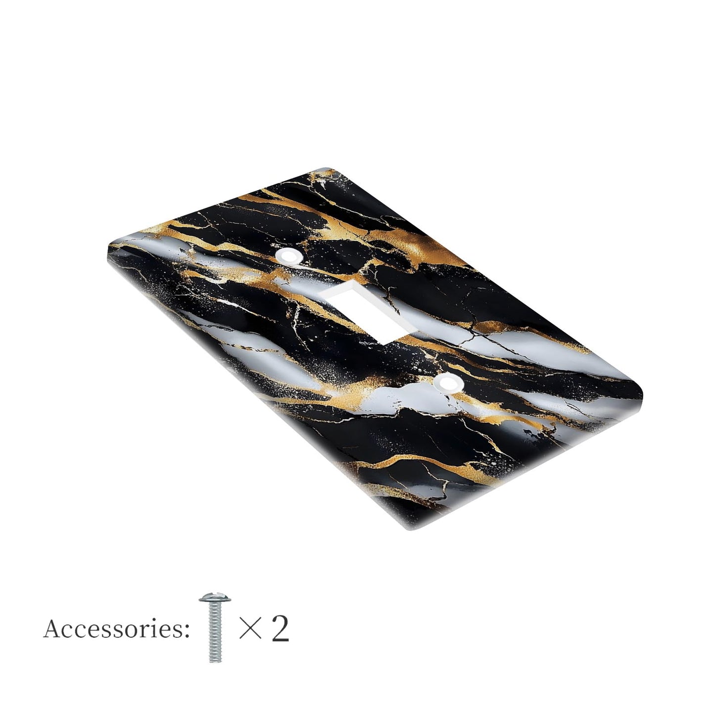 1 piece Black gold marble print light switch cover for decorative wall plates in kitchen or bedroom.