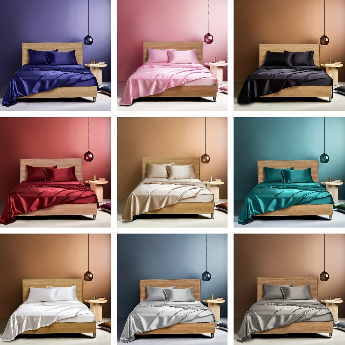 Satin sheet set includes 3 or 4 pieces. Set does not include filler, but consists of 1 fitted sheet, 1 flat sheet, and 1 or 2 pillowcases. Pillow core is not included.