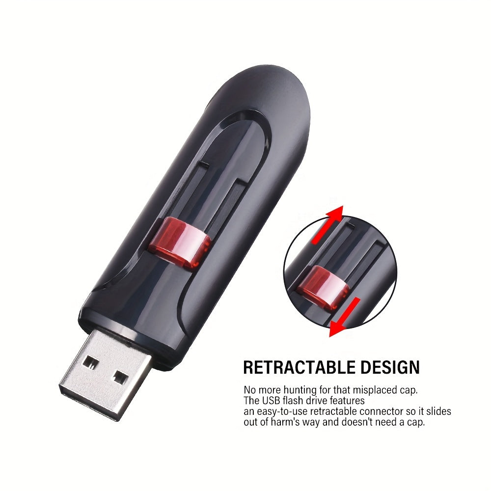 Retractable black USB Flash Drive available in 16GB, 32GB, and 64GB sizes, perfect as a creative business gift.