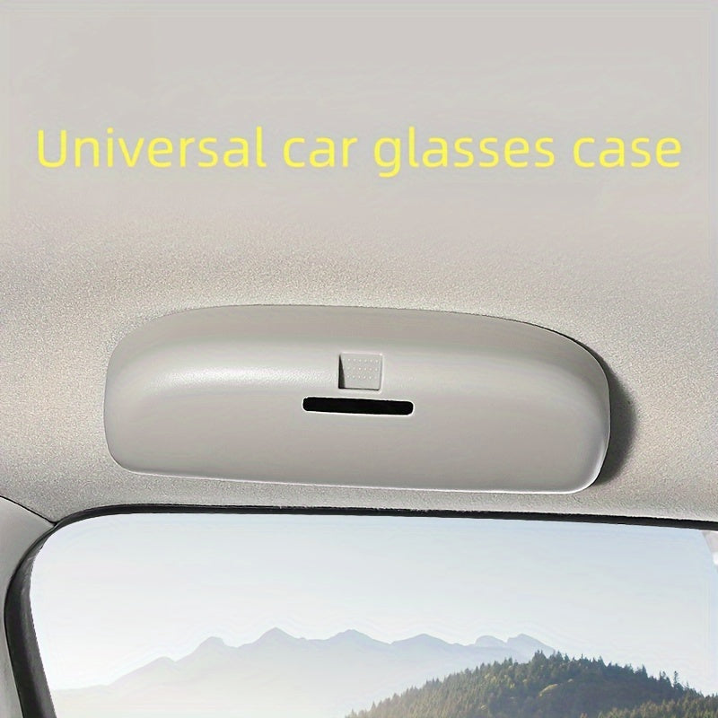 Car interior glasses case without original handle, modified for easy installation without damage.