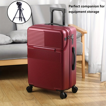 20-inch cabin suitcase with USB charging port, multi compartments, and front opening. Ideal for storing and protecting photography accessories and electronic equipment. Available in black