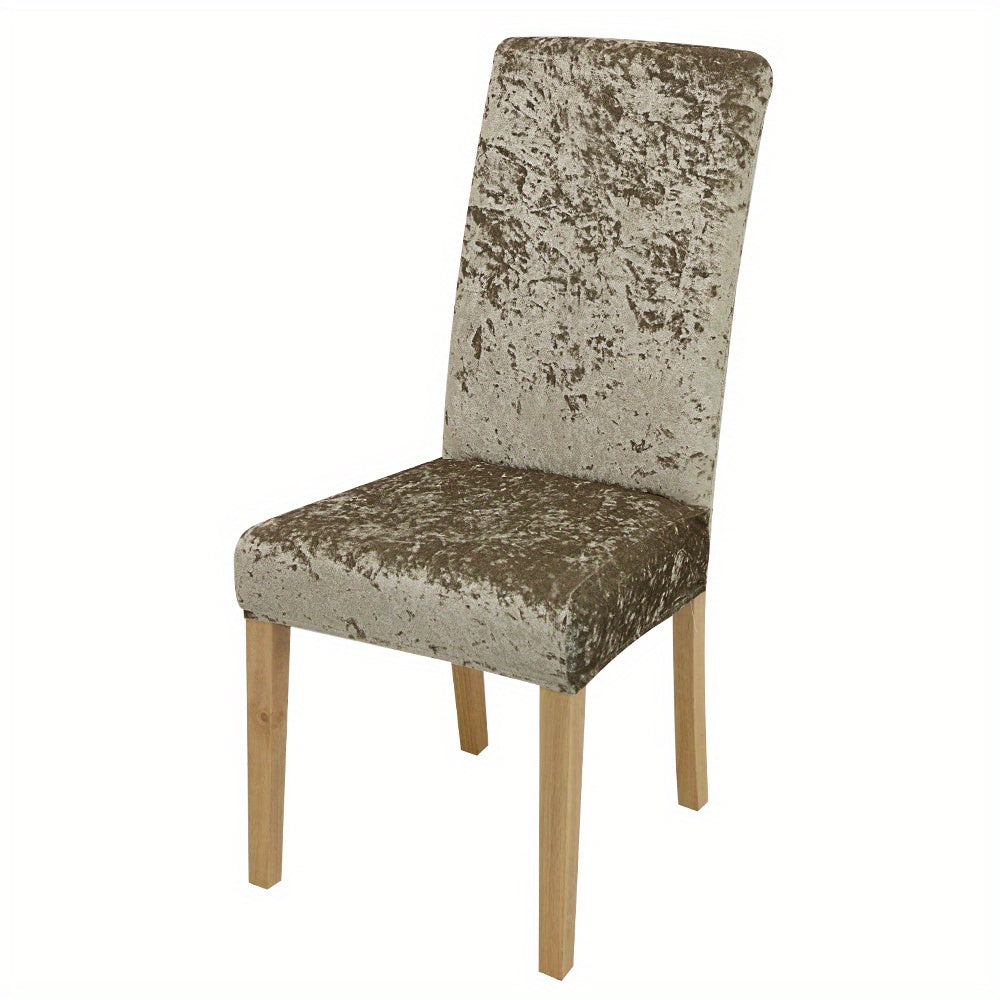 Velvet dining chair slipcovers add elegance while protecting furniture.