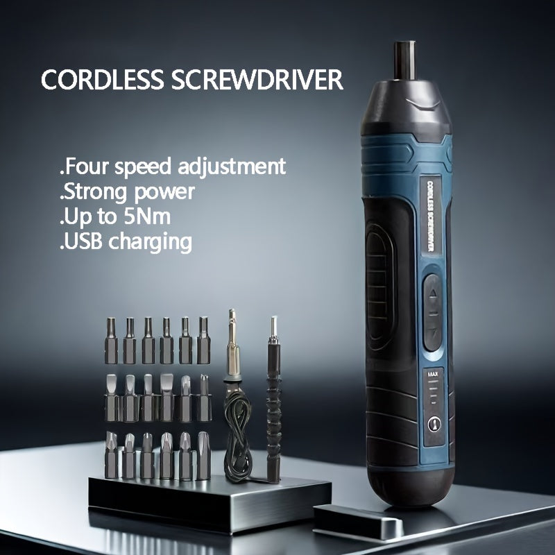 Adjustable torque & speed cordless electric screwdriver with 1300mAh lithium battery - perfect for home repairs.