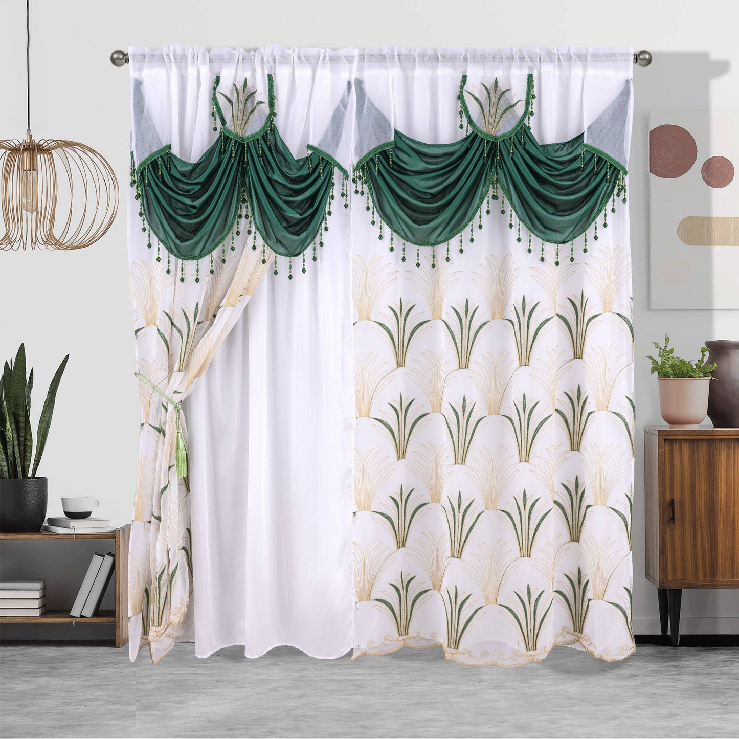 One piece of embroidered double-layer curtain, perfect for enhancing home décor, suitable for living room or bedroom, measuring 132.08 x 213.36 cm.