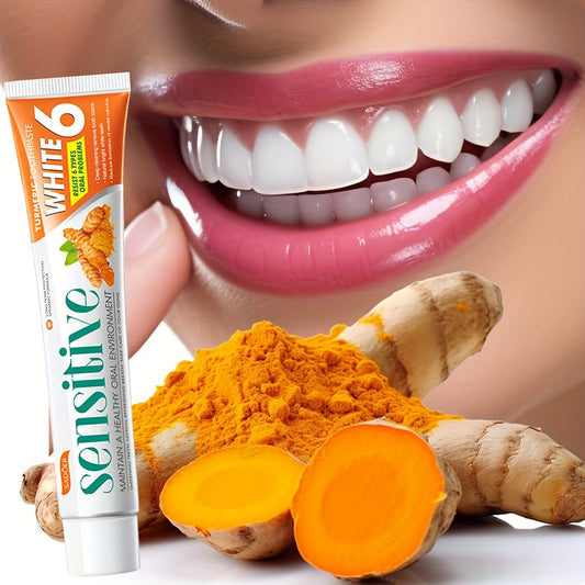 1pc 100g Turmeric toothpaste for whitening & brightening, deep cleaning, fresh breath, oral care with natural ingredients