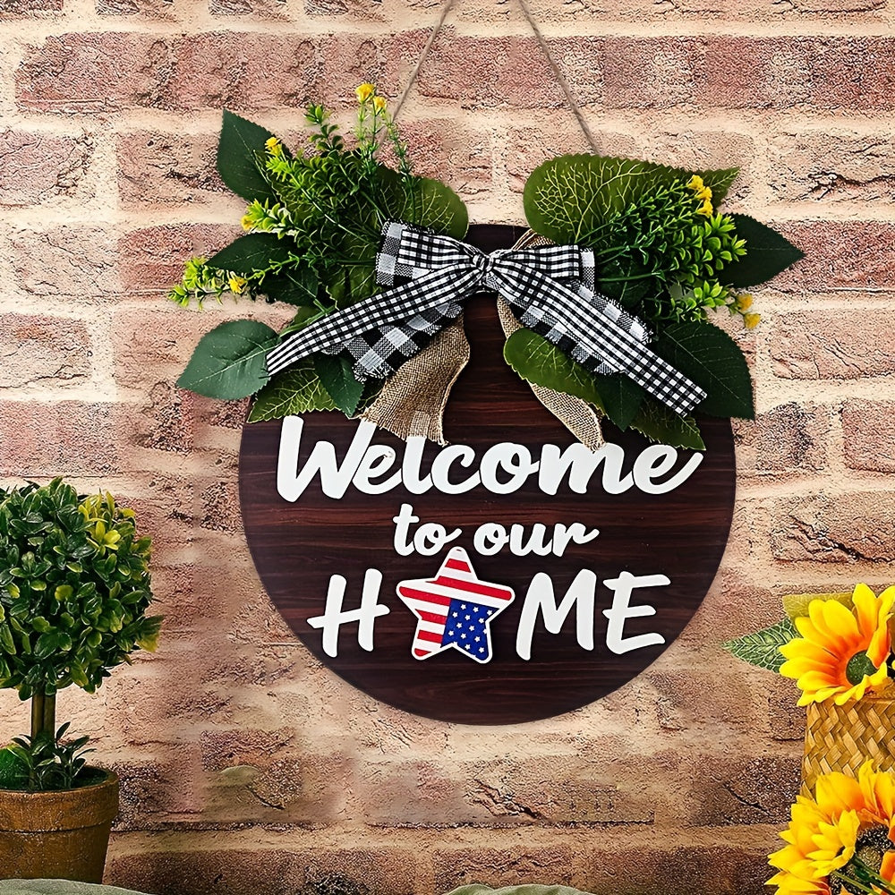 Multi-Use Seasonal Door Sign - Circular Wooden Wreath Decoration for Christmas, Spring, Summer, and Fall - White and Black