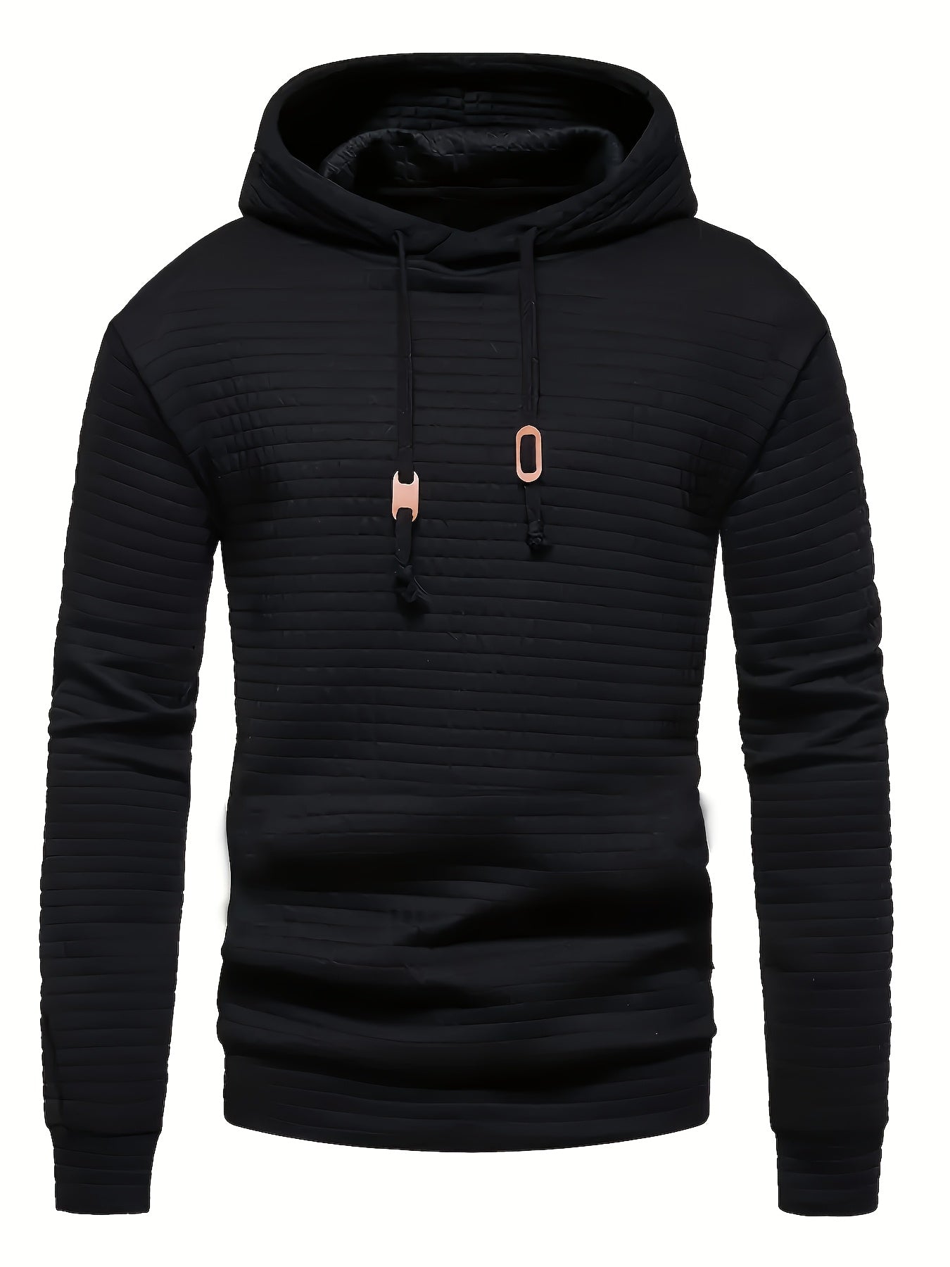 Solid Textured Hoodie for Big & Tall Men