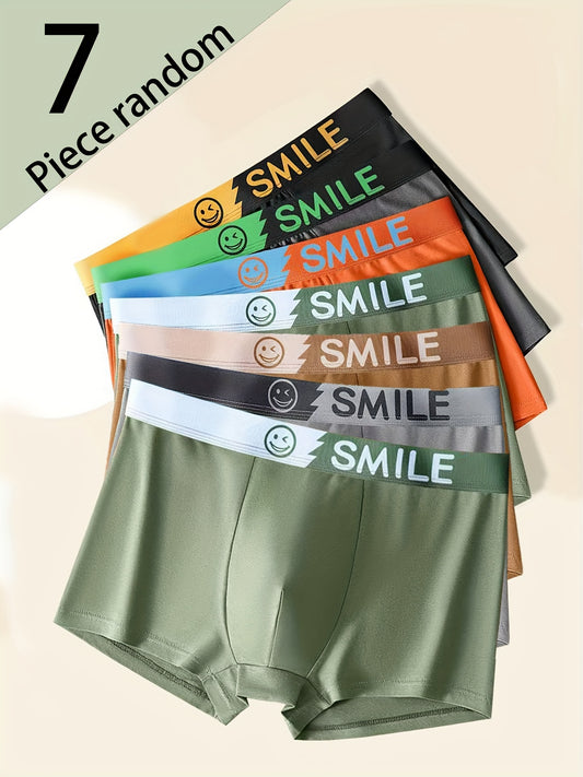 Men's 7pcs Cotton Boxer Briefs Shorts, Breathable and Comfortable Sports Trunks