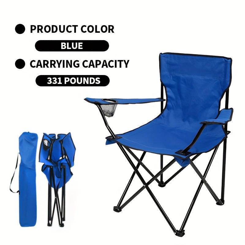 Durable and portable folding outdoor chair for adults with steel frame.