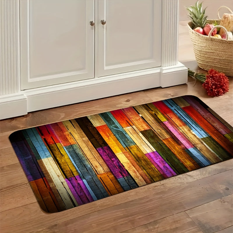 Enhance your kitchen with a colorful geometric floor mat!