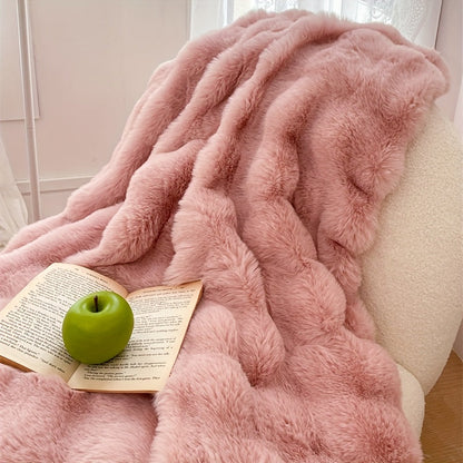 Luxurious Faux Rabbit Fur Weighted Blanket - High GSM, Cozy and Soft for Sofa, Couch, and Bed - Elegant Fluffy Decoration - Heavy and Warm Blanket, Perfect Easter Gift