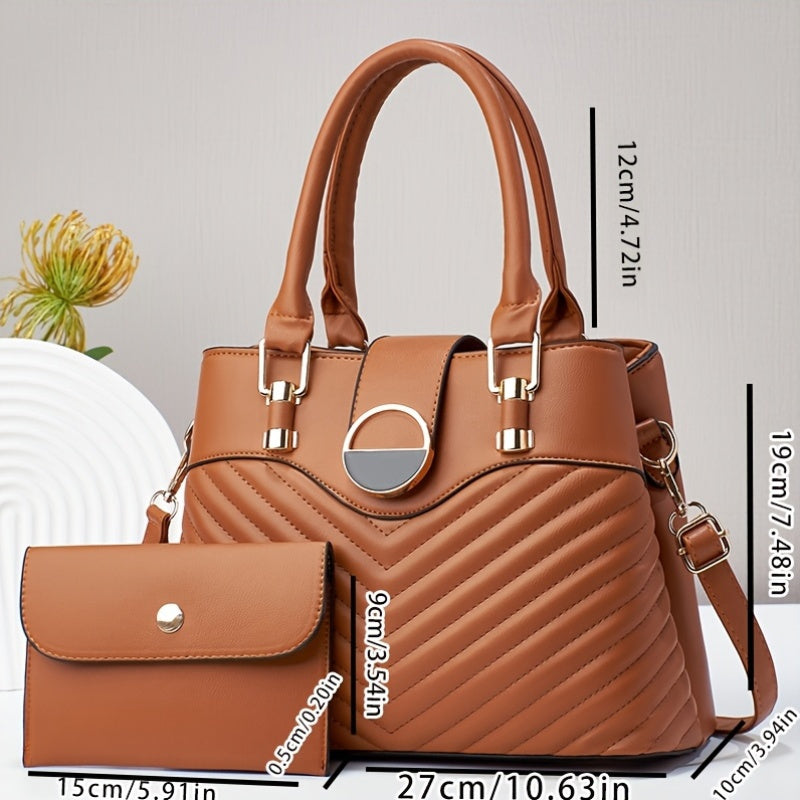 Valentine's Day women's handbag set featuring high-end feel, large tote and stylish shoulder bag.