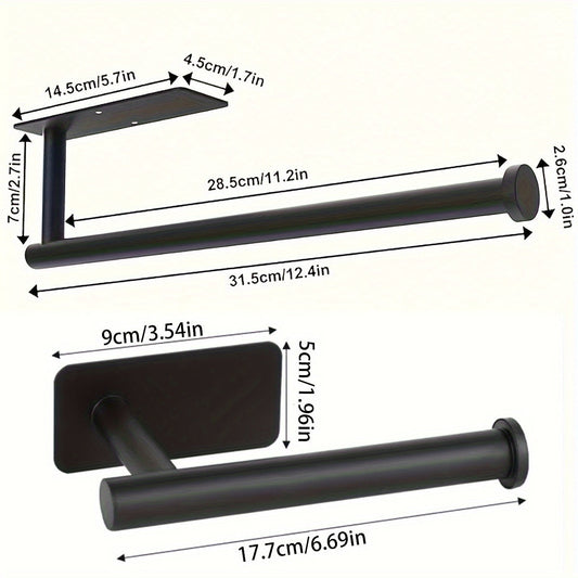 Держатель для бумажных полотенец из нержавеющей стали для кухни с самоклеящимся креплением - Включает два типа клея и шурупы - Диспенсер для рулонов бумажных полотенец под шкафом - Кухонный органайзер и аксессуары