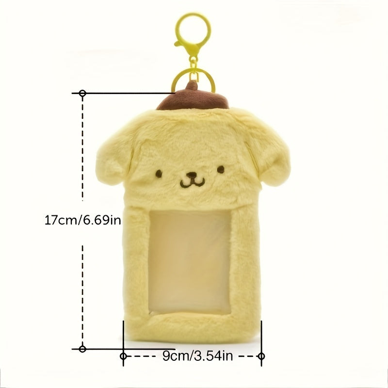 [Customer Favorite] Adorable SANRIO Plush Keychain Holder - Made with Long-Lasting Faux Fur, Cartoon-Inspired Clip-On for Safeguarding Commuter Passes, Perfect for Collectors and Anime Fans