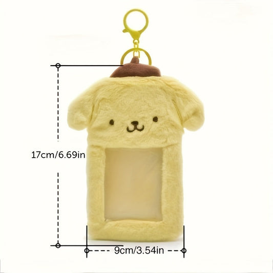 [Customer Favorite] Adorable SANRIO Plush Keychain Holder - Made with Long-Lasting Faux Fur, Cartoon-Inspired Clip-On for Safeguarding Commuter Passes, Perfect for Collectors and Anime Fans