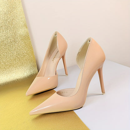 Elegant stiletto high heels with pointed toe.