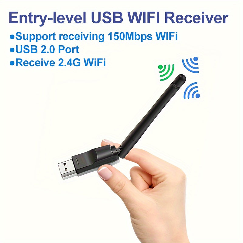 OurLife High-Gain 2.4G WiFi USB Network Adapter boosts internet reception for laptops and desktops with speeds up to 150Mbps. Compatible with Windows and supports WPA security. USB 3.0