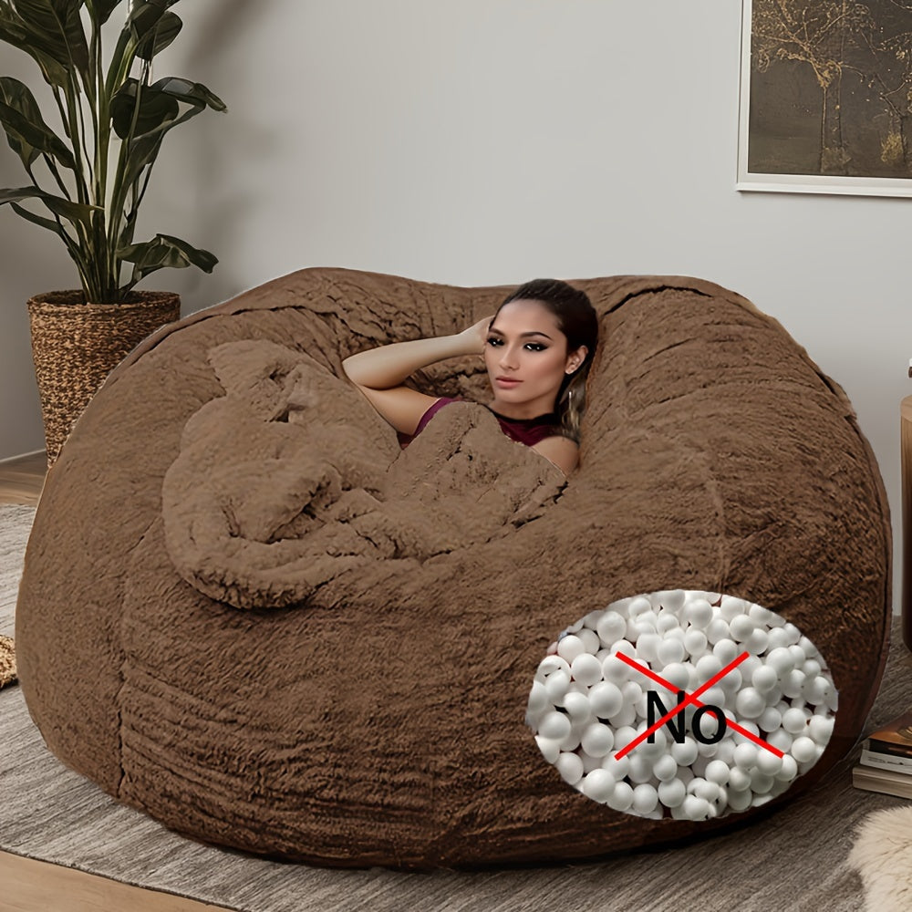 Plush bean bag chair cover in black, easy-clean, removable slipcover suitable for living room and bedroom decor. Zippered fabric protector included. Cover only.