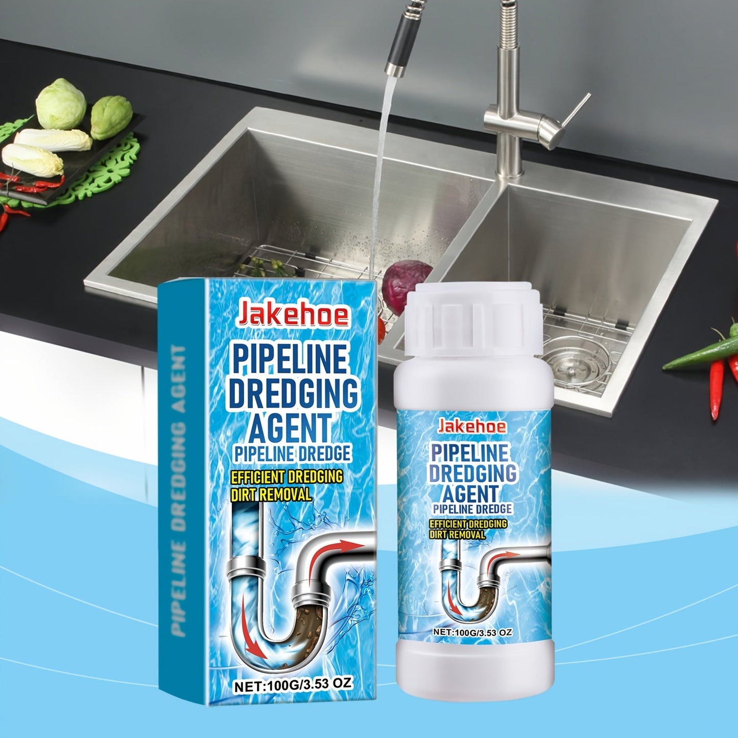 Powerful Drain Unblocker for Kitchen & Bathroom - Easily Removes Clogs, Grease & Hair from Pipes